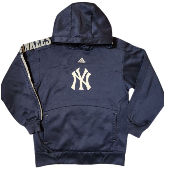 adidas Other - Adidas Boys Hoodie Medium 10/12 – Navy Yankees Logo – Pullover Sweatshirt